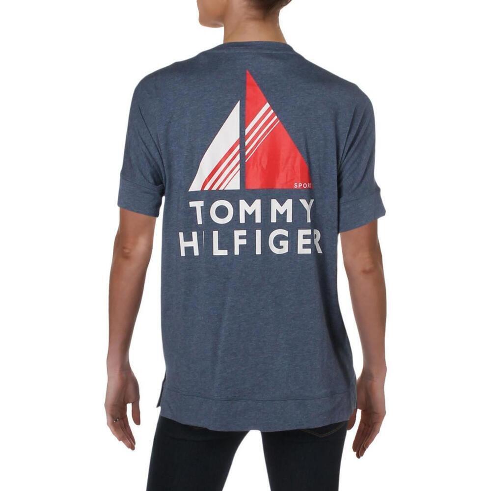 Tommy Hilfiger Womens V Neck Logo T-Shirt Size M - Picture 2 of 2